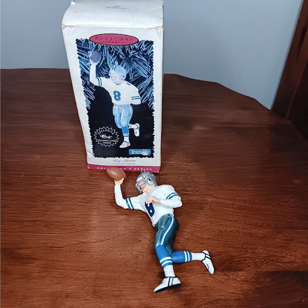 🎄2 for $10 Hallmark Dallas Cowboy Troy Aikman NFL Christmas Ornament 1996 EUC